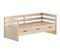 Vipack Lit banquette Maggie – 90 x 200 cm – 3 tiroirs – pin massif – milky pine