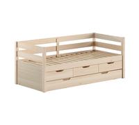 Pack - Lit Capitaine & 4 Tiroirs "Margrit" 90x200cm Naturel