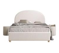 Pack - Lit Coffre Adulte & 2 Poufs "Moon" 140x200cm Blanc Blanc
