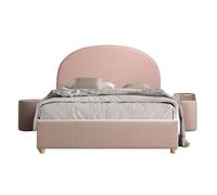 Pack - Lit Coffre Adulte & 2 Poufs "Moon" 140x200cm Rose Rose