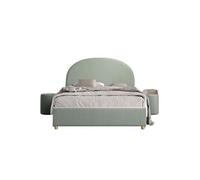 Lit rembourré MOON 140x200 vert avec coffre + 2 poufs - VIPACK (sommier et matelas inclus)