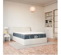 Pack lit coffre blanc et matelas hybride 140x190 épais 30cm - Emma & Victoria - Morphea