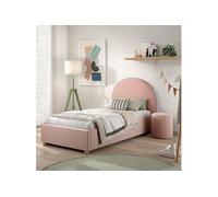 Pack Lit Coffre Enfant et Pouf Moon en Polyester 90x200cm Rose