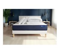 Pack lit complet 140x190 cm - Matelas + Sommier Blanc (en kit) + 2 oreillers + Couette - Actimemo Li