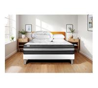 Pack lit complet 140x190 cm - Matelas + Sommier Blanc (en kit) + 2 oreillers + Couette - Vital Power Zen Blanc