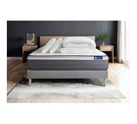 Pack lit complet 140x190 cm - Matelas + Sommier Gris (en kit) + 2 oreillers + Couette - ActiMemo Plu