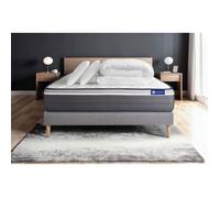 Pack ACTIFLEX PLUS 140x200cm sommier kit gris - 26cm - Ressorts ensachs et mmoire de forme - Tonique - Sommier kit Gris - Avec couette et oreillers