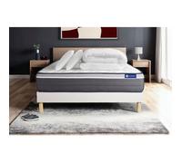 Pack lit complet 160x200 cm - Matelas + Sommier Blanc (en kit) + 2 oreillers + Couette - Actilatex P