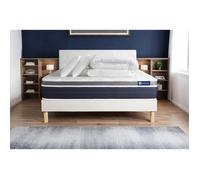 Pack lit complet 160x200 cm - Matelas + Sommier Blanc (en kit) + 2 oreillers + Couette - Actimemo Co