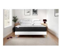 Pack lit complet 160x200 cm - Matelas + Sommier Blanc (en kit) + 2 oreillers + Couette - Vitalmemo One Blanc