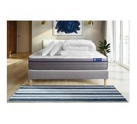 Pack lit complet 160x200 cm - Matelas + Sommier Gris (en kit) + 2 oreillers + Couette - Actiflex Zen