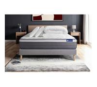 Pack lit complet 160x200 cm - Matelas + Sommier Gris (en kit) + 2 oreillers + Couette - Actilatex Pl