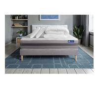 Pack lit complet 160x200 cm - Matelas + Sommier Gris (en kit) + 2 oreillers + Couette - Actimemo Rel