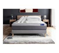 Pack lit complet 180x200 cm - Matelas + Sommier Gris (en kit) + 2 oreillers + Couette - Actilatex Pl
