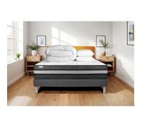 Pack lit complet 180x200 cm - Matelas + Sommier Gris (en kit) + 2 oreillers + Couette - Vital Power Zen Gris