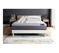 Pack lit complet 200x200 cm - Matelas + Sommier Blanc (en kit) + 2 oreillers + Couette - ActiMemo Pl