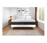 Pack lit complet 200x200 cm - Matelas + Sommier Blanc (en kit) + 2 oreillers + Couette - Vital Form Blanc