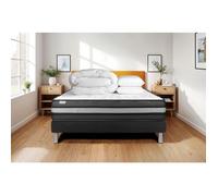 Pack lit complet 200x200 cm - Matelas + Sommier Noir (en kit) + 2 oreillers + Couette - Vital Power Zen Noir