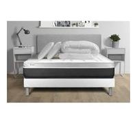 Pack lit complet - Matelas 140x190 cm + Sommier tapissier à lattes (en kit) + 2 oreillers + Couette - Vital Soft G