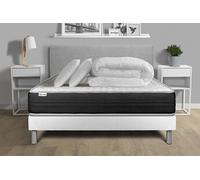 Pack lit complet - Matelas 140x190 cm + Sommier tapissier à lattes (en kit) + 2 oreillers + Couette - Vitalmemo One G
