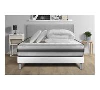 Pack lit complet - Matelas 160x200 cm + Sommier tapissier à lattes (en kit) + 2 oreillers + Couette - Vitalpower Recover G