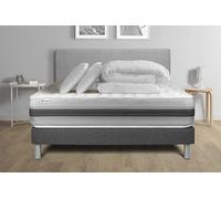 Pack lit complet - Matelas 160x200 cm + Sommier tapissier à lattes (en kit) + 2 oreillers + Couette - Vitalspring Recover Gris