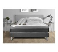 Pack prêt à dormir 180 x 200 cm Ressorts ensachés et Mémoire de forme VITAL CARE - 26 cm - Equilibré - sommier kit Gris