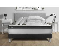 Pack lit complet - Matelas 180x200 cm + Sommier tapissier à lattes (en kit) + 2 oreillers + Couette - Vital Ergo