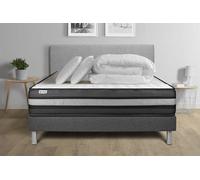 Pack lit complet - Matelas 180x200 cm + Sommier tapissier à lattes (en kit) + 2 oreillers + Couette - Vital Power Zen