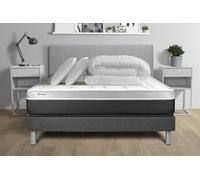 Pack lit complet 180x200 cm - Matelas + Sommier Gris (en kit) + 2 oreillers + Couette - Vital Soft Gris