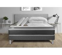 Pack prêt à dormir 200 x 200 cm Ressorts ensachés et Mémoire de forme VITAL CARE - 26 cm - Equilibré - sommier kit Gris