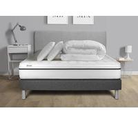 Pack lit complet 200x200 cm - Matelas + Sommier Gris (en kit) + 2 oreillers + Couette - Vital Spa Gris