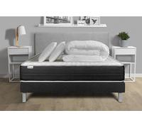 Pack prêt à dormir 200 x 200 cm Mousse polyuréthane à mémoire de forme VITALMEMO ONE - 24 cm - Ferme - sommier kit Noir