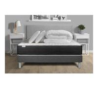 Ensemble matelas et sommier VITALIT Pack prêt à dormir 200 x 200 cm Mousse polyuréthane à mémoire de forme VITALMEMO ONE - 24 cm - Ferme - sommier kit Gris