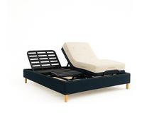 Pack lit électrique 160x200 beige - Sommier relaxation à lattes + contour velours côtelé + matelas