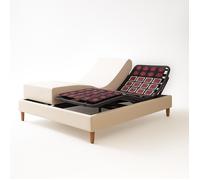 Pack Lit Électrique Matelas 140x190 - Blanc - Sommier relaxation+Contour lit Simili cuir+Matelas
