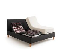 Pack Lit Électrique Matelas 140x190 cm - Gris foncé - Sommier relaxation+Contour lit Tissu+Matelas