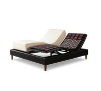 Pack Lit Électrique Matelas 140x190 - Noir - Sommier relaxation+Contour lit Simili cuir+Matelas