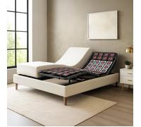 Pack Lit Électrique Matelas 160x200 - Blanc - Sommier relaxation+Contour lit Simili cuir+Matelas