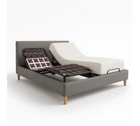 Pack Lit Électrique Matelas 160x200 cm - Gris clair - Sommier relaxation+Contour lit Tissu+Matelas