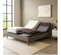Pack Lit Électrique Matelas 160x200 - Gris - Sommier relaxation+Contour lit Simili cuir+Matelas