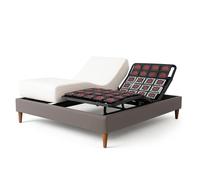 Pack Lit Électrique Matelas 90x190 - Gris - Sommier relaxation+Contour lit Simili cuir+Matelas