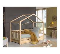 Pack - Lit Enfant, Barrière & Tiroir "Dallas II" 90x200cm Naturel