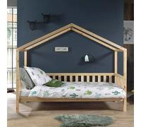 Pack - Lit Enfant Cabane & Matelas "Dallas II" 90x200cm Naturel