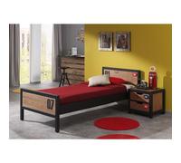Pack - Lit Enfant & Chevet "Alex" 90x200cm Marron & Noir