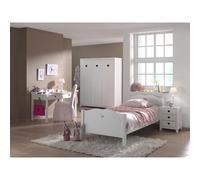Pack - Lit Enfant, Chevet, Armoire & Bureau "Amori" Blanc