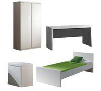 Ensemble De Meubles Lara Avec Armoire Et Bureau Blanc
