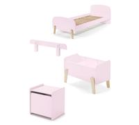 KIDDY Rose Lit simple + Chevet + Barrière de lit + Coffre à jouets