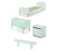Vipack Kiddy Menthe Lit Simple + Chevet + Barrire De Lit + Coffre Jouets Vert