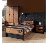 Pack - Lit Enfant, Chevet, Tiroir & Armoire "Alex I" Marron & Noir